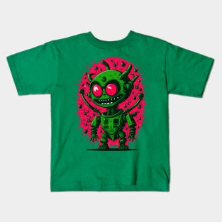 Villain Robot with Evil Smile Kids T-Shirt